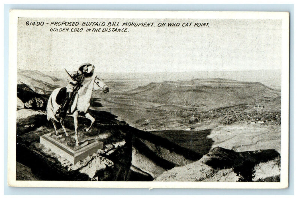 c1920s Proposed Buffalo Bill Monument on Wild Cat Point Colorado CO Postcard