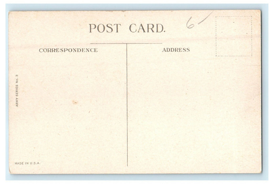 c1910s Army Wearing Khaki Fall in Line for Food Rations Antique Postcard