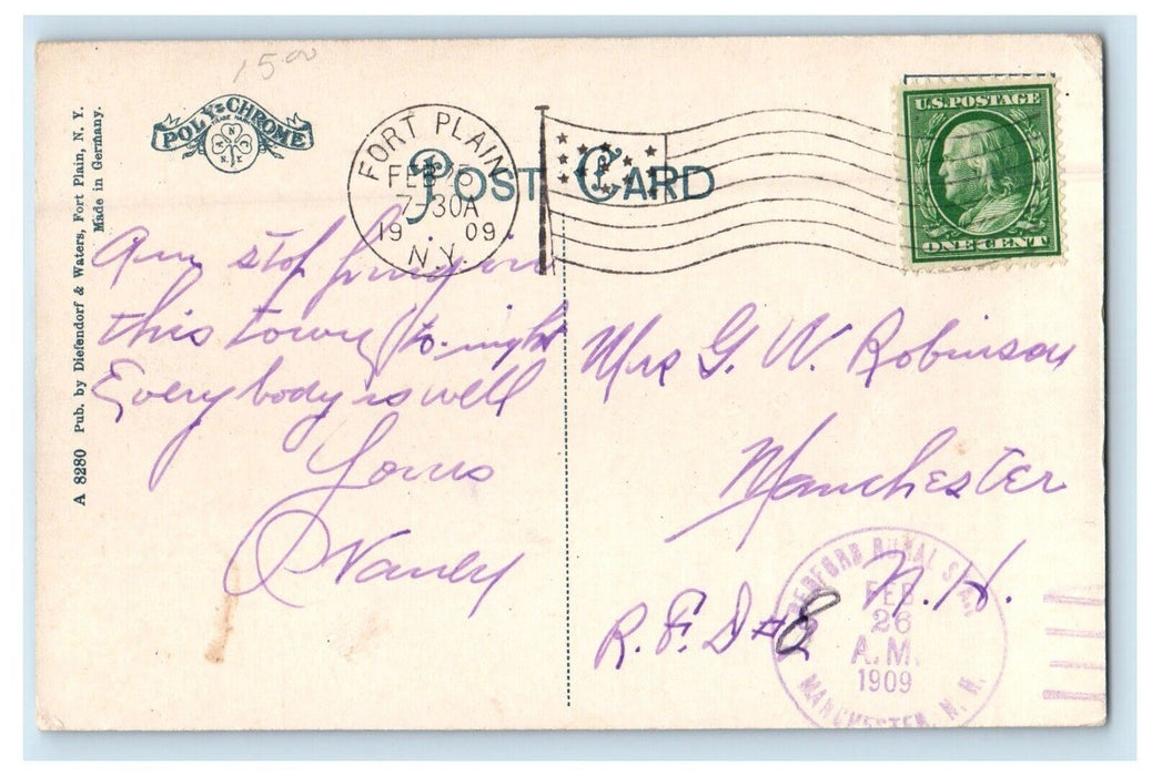 1909 Railroad Train Station Depot Fort Plain New York NY Posted Antique Postcard