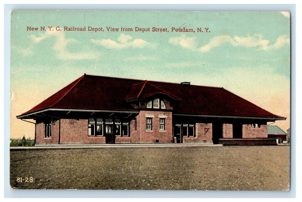 New N.Y.C. Railroad Depot Station, View From Depot Street Potsdam NY Postcard