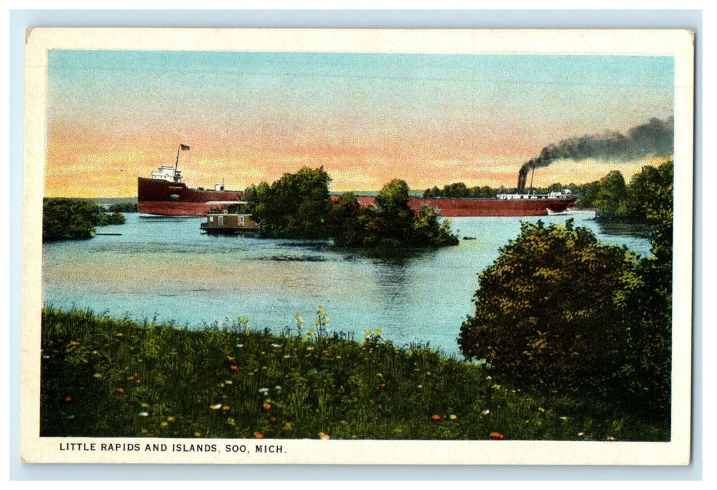 c1920s Little Rapids and Islands Soo. Michigan MI Unposted Postcard