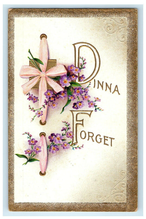 1912 Do Not Forget Scottish Pansies Purple Flowers Embossed Germany Postcard