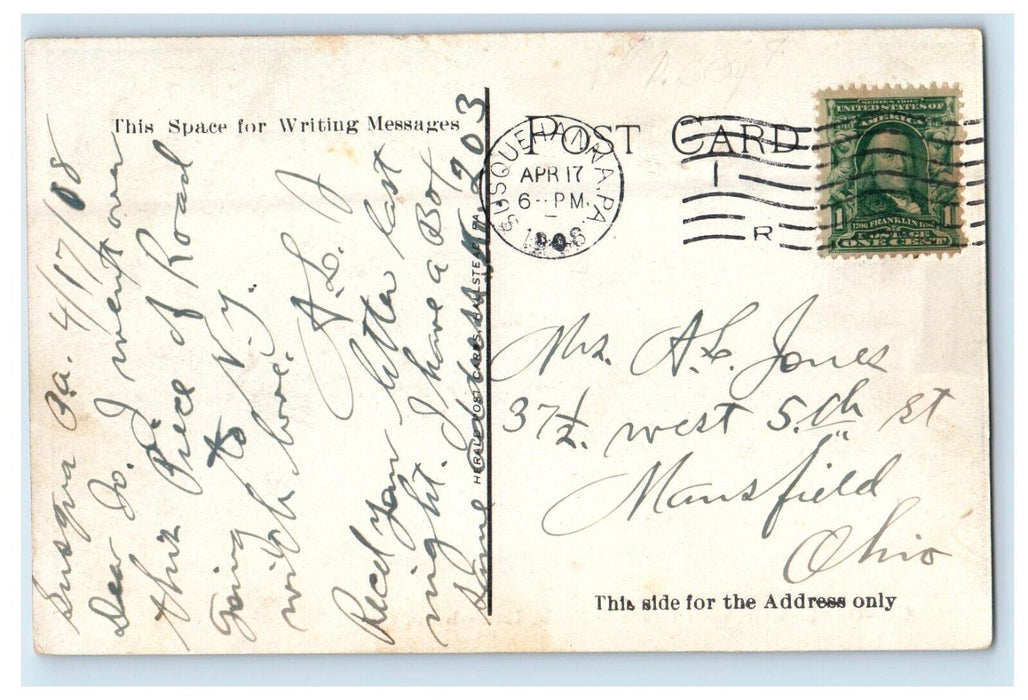 1908 On The Erie Near Cascade Falls Railroad Lanesboro Pennsylvania PA Postcard