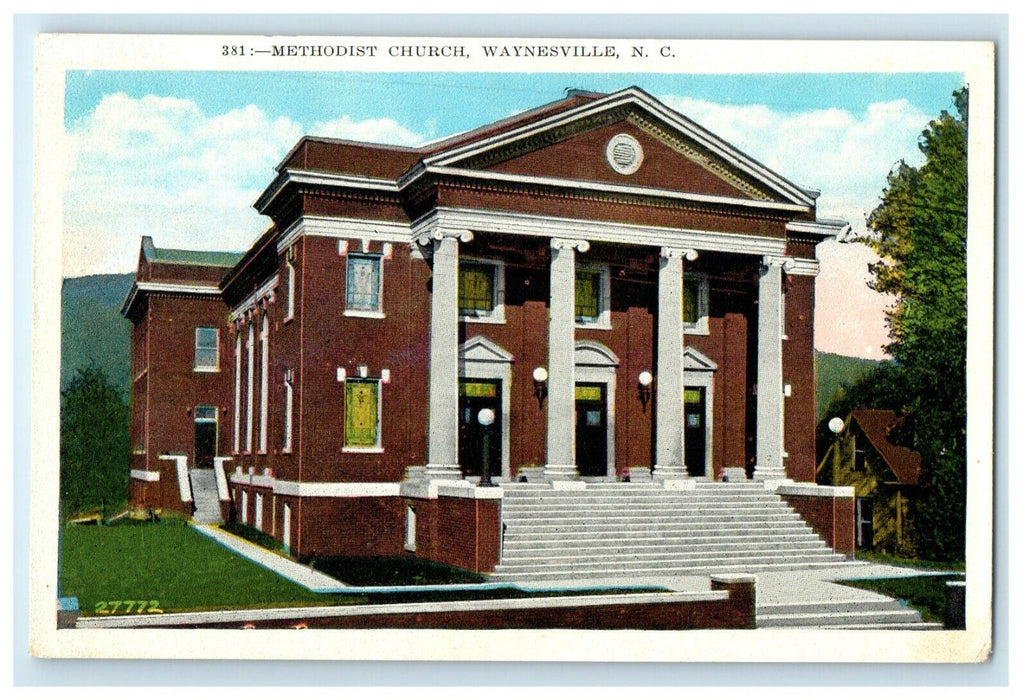 c1920s Methodist Church, Waynesville North Carolina NC Unposted Postcard