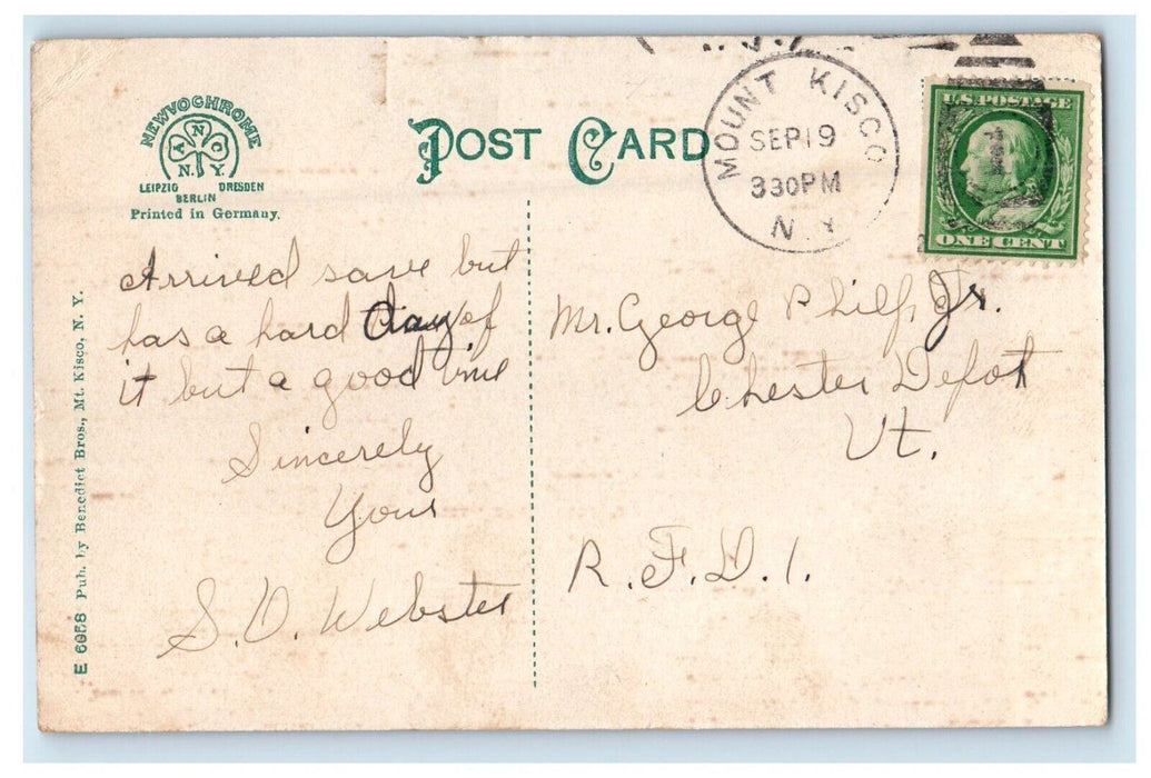 c1910's Railroad Depot Railroad Train Horse Carriage Mt. Kisco NY Postcard