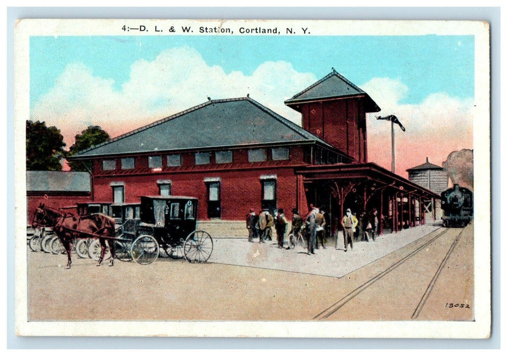 c1910's D. L. & W. Trail Railroad Station Depot Cortland New York NY Postcard