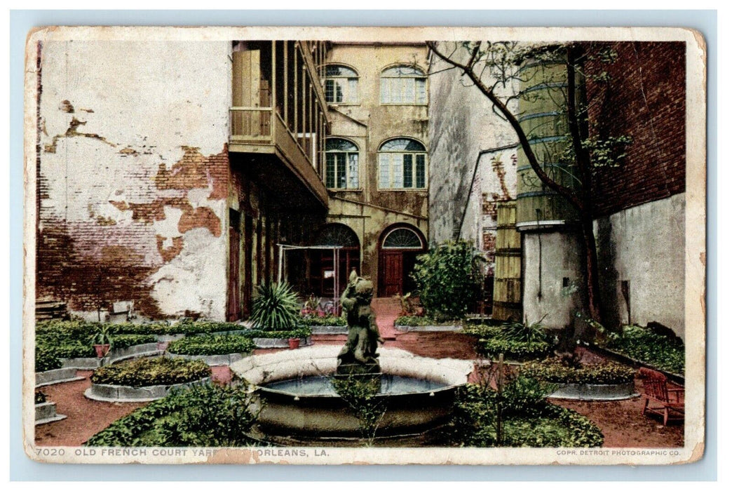 1911 Old French Court Yard New Orleans Louisiana LA Phostint Antique Postcard
