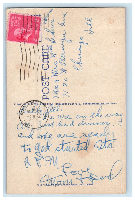 1953 Big Letters, US Flag, Horse, Greetings from Fort Wayne IN Postcard