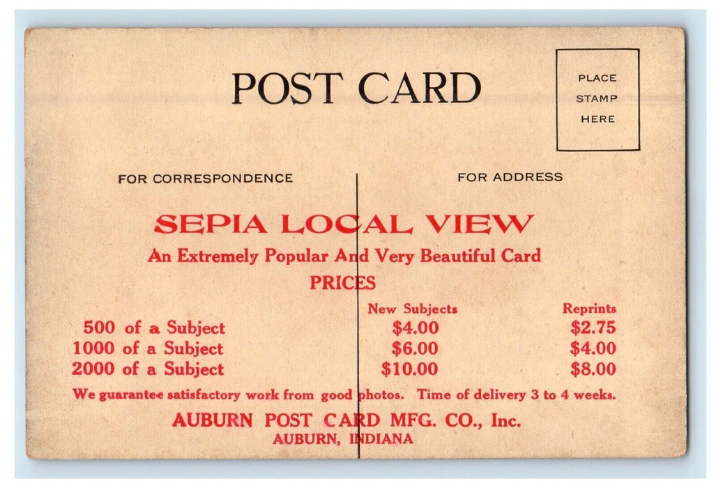 c1910's North Main Street View Car Auburn Texas TX Advertising Antique Postcard