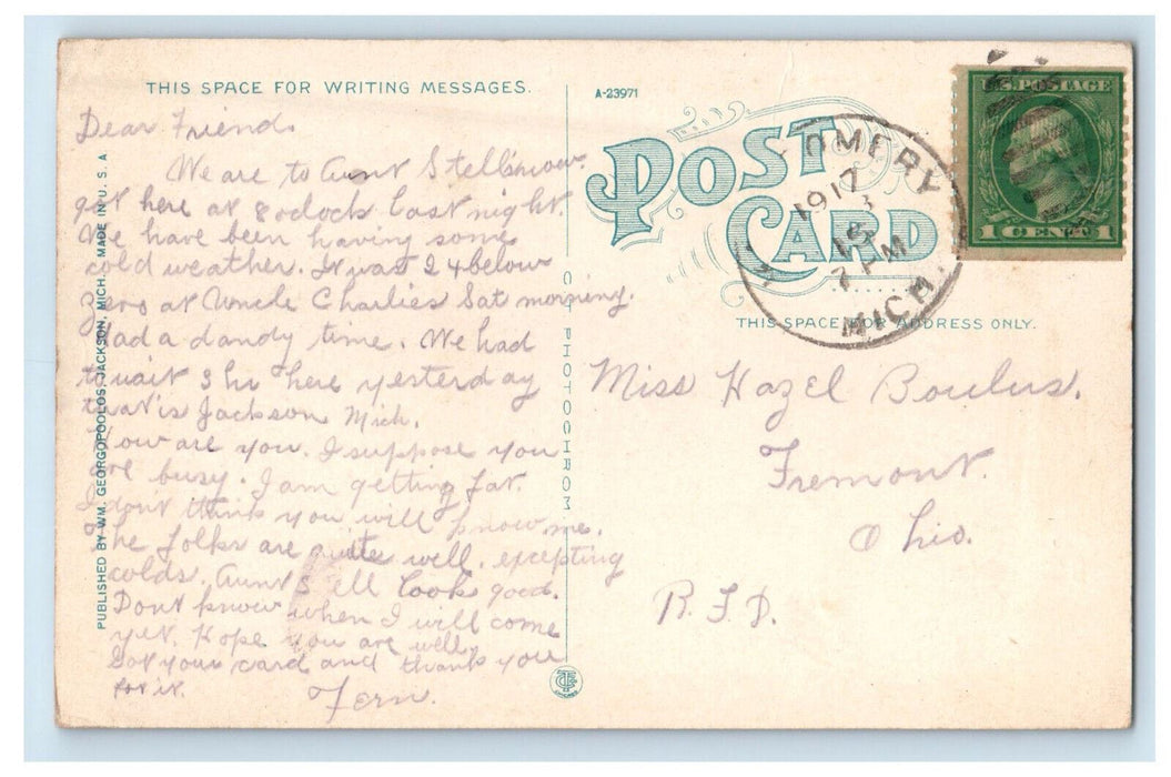 1917 Pleasant View Hotel, Clark's Lake Jackson Michigan MI Posted Postcard