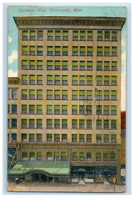 1911 Dyckman Hotel, Minneapolis Minnesota MN Antique Posted Postcard