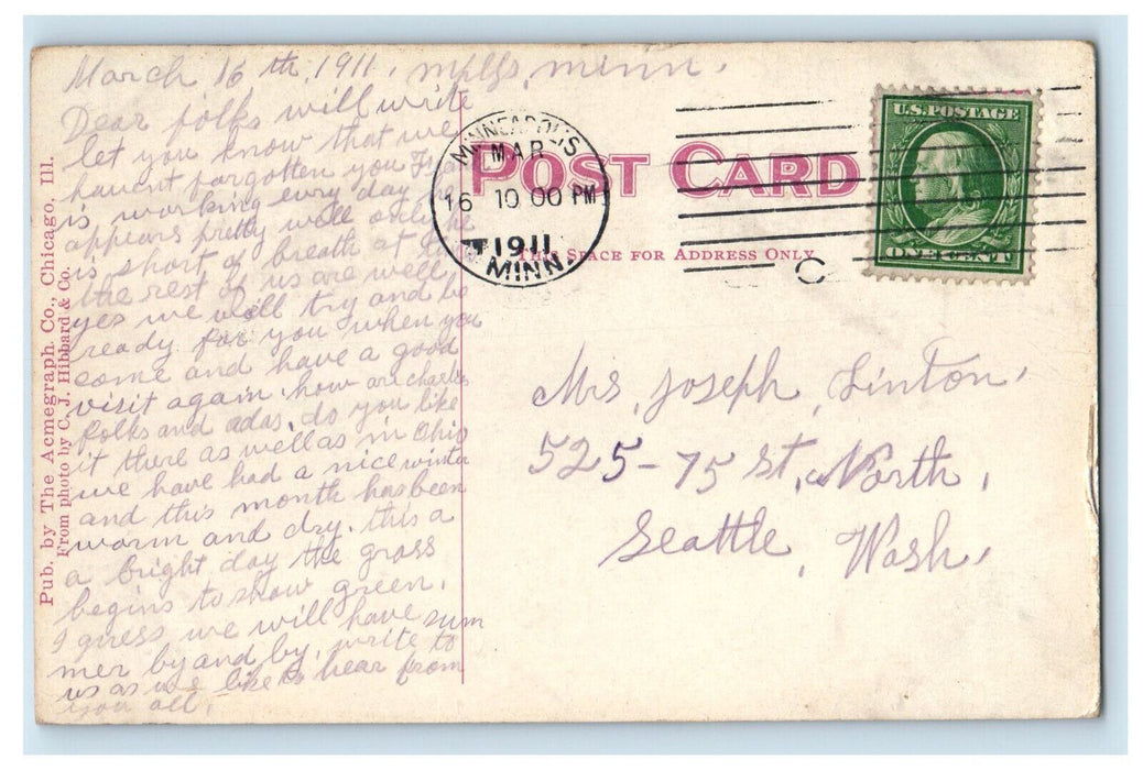 1911 Dyckman Hotel, Minneapolis Minnesota MN Antique Posted Postcard
