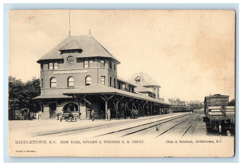 New York Ontario Western Railroad Depot Train Station Middletown Tuck's Postcard