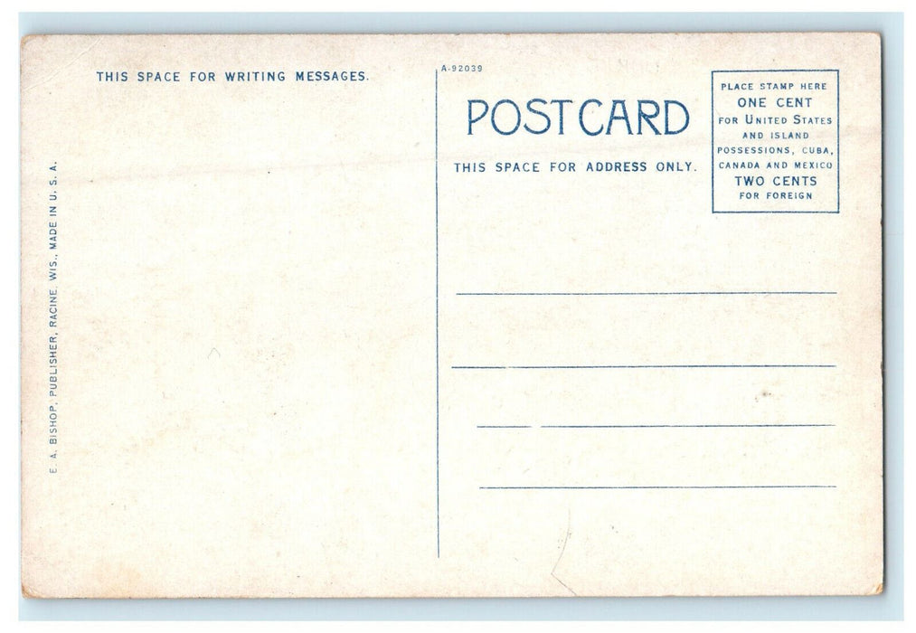 c1920s Washington Junior High School, Kenosha Wisconsin WI Unposted Postcard