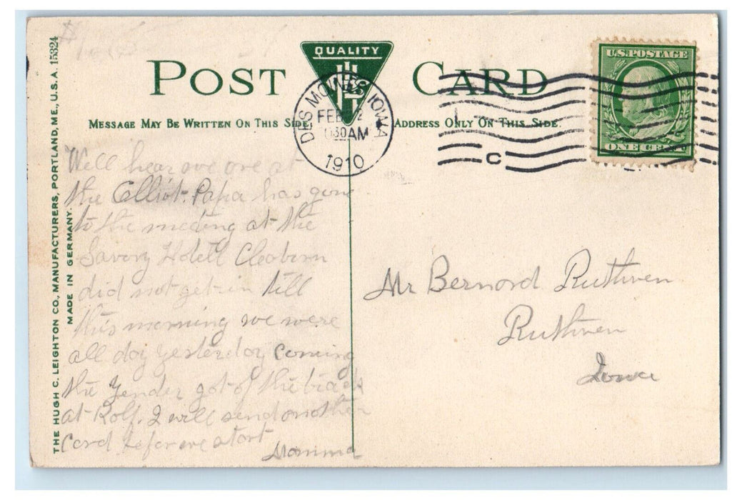 1910 Union Park, Chalybeate Spring Des Moines Iowa IA Posted Postcard