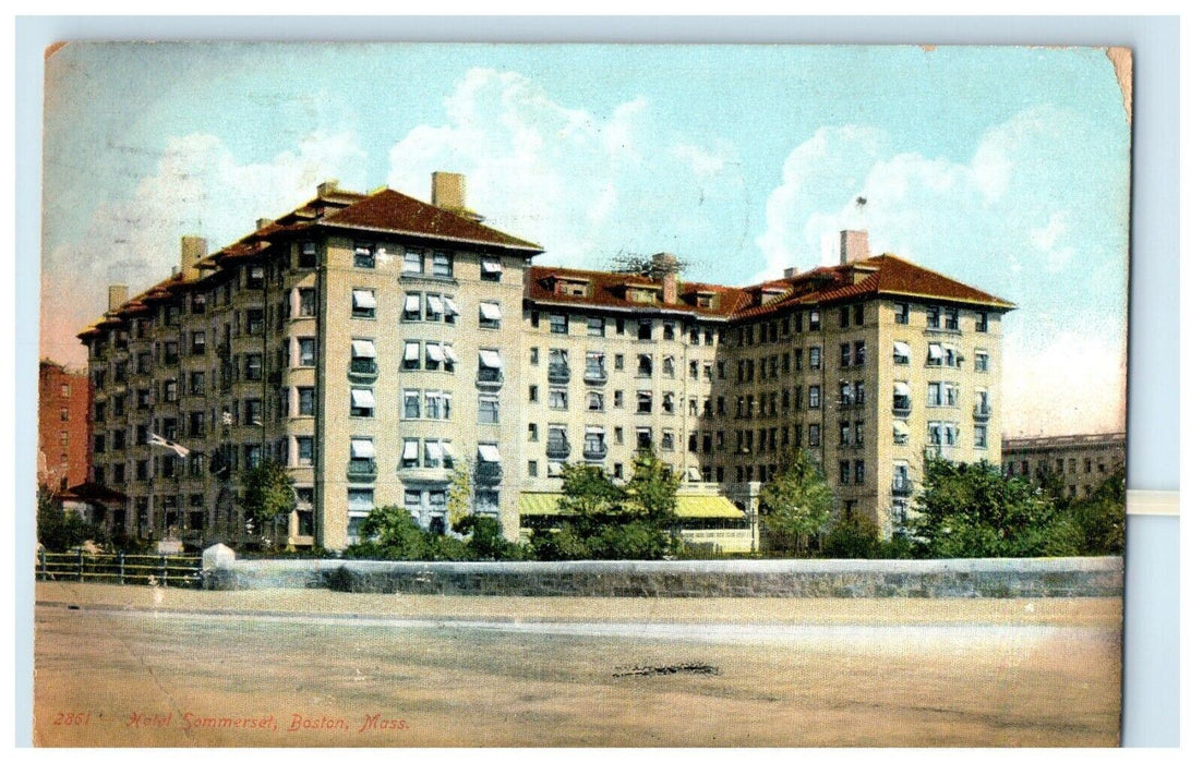 1907 Hotel Sommerset Building Street View Boston Massachusetts MA Postcard