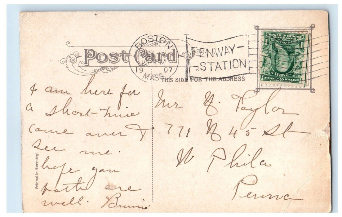 1907 Hotel Sommerset Building Street View Boston Massachusetts MA Postcard