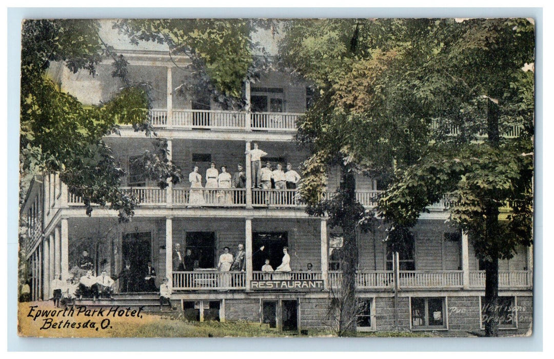 1912 Guests at Epworth Hotel Bethesda Ohio OH Unposted Antique Postcard