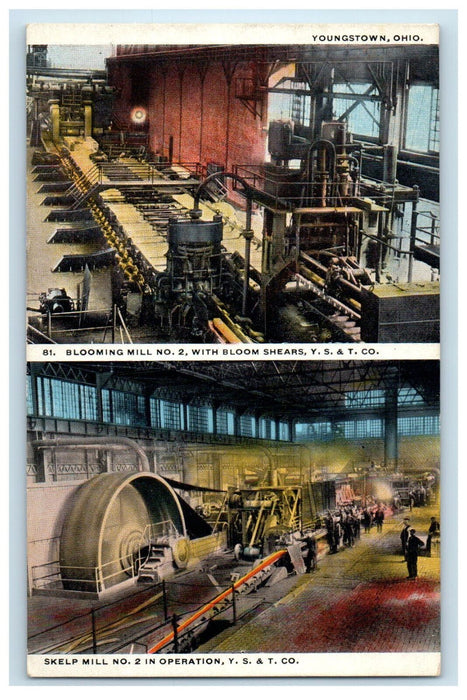 c1910 Multiview of Mill Equipment, Y.S. & T.Co. Youngstown Ohio OH Postcard