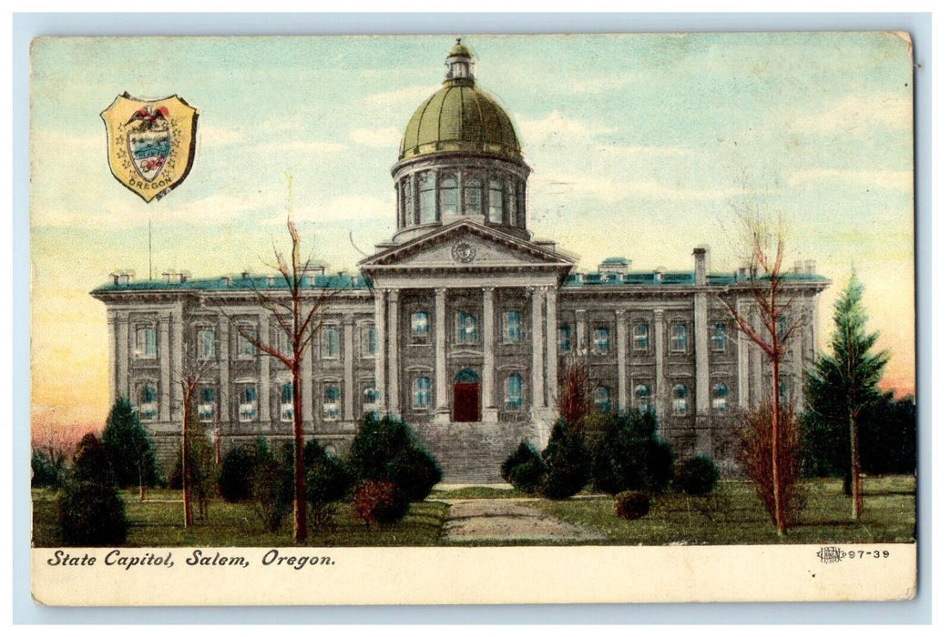 1907 A View Of State Capitol Building Salem Oregon OR Posted Antique Postcard