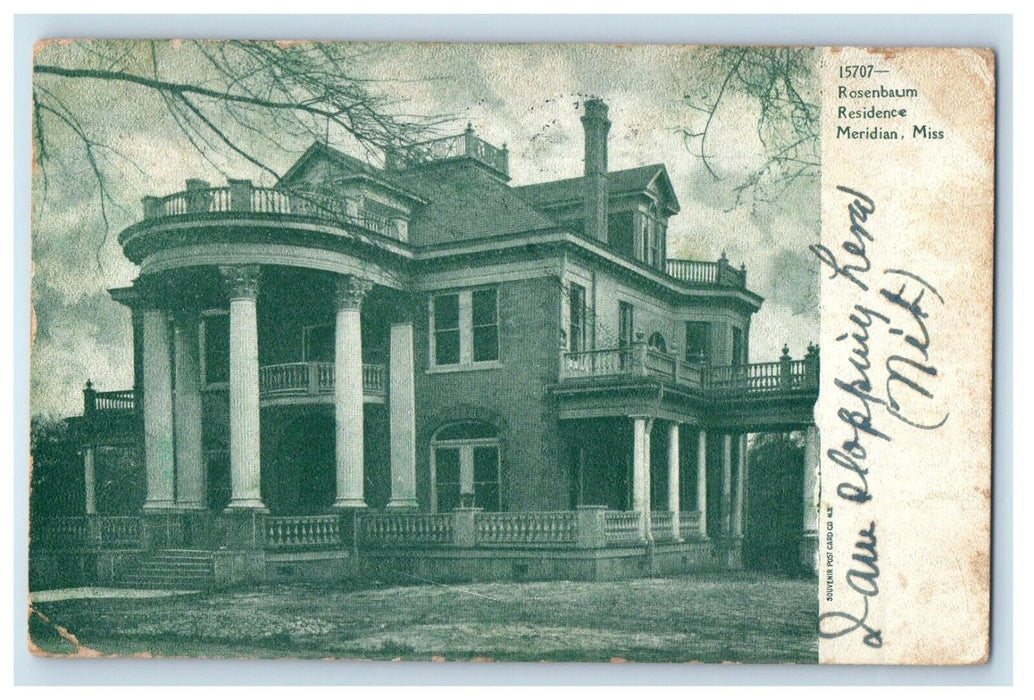 1907 Rosenbaum Residence Building Meridian Mississippi MS Antique Postcard