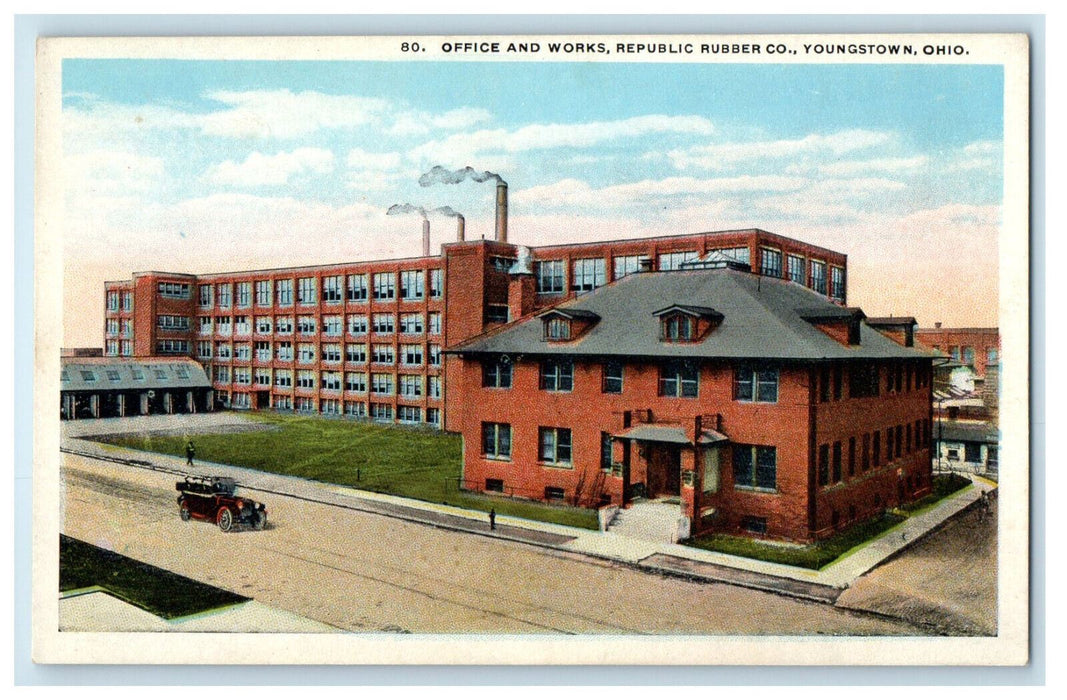 c1920s Office and Works, Republic Rubber Co. Youngstown Ohio OH Postcard