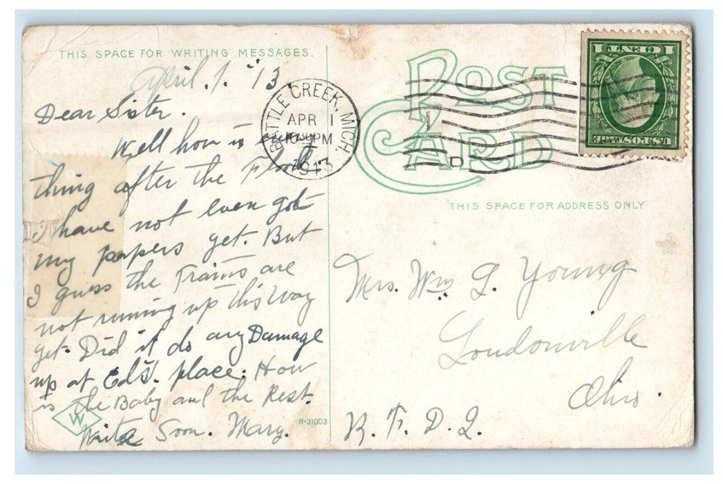 1913 Post Tavern And New Annex Building Battle Creek Michigan MI Postcard