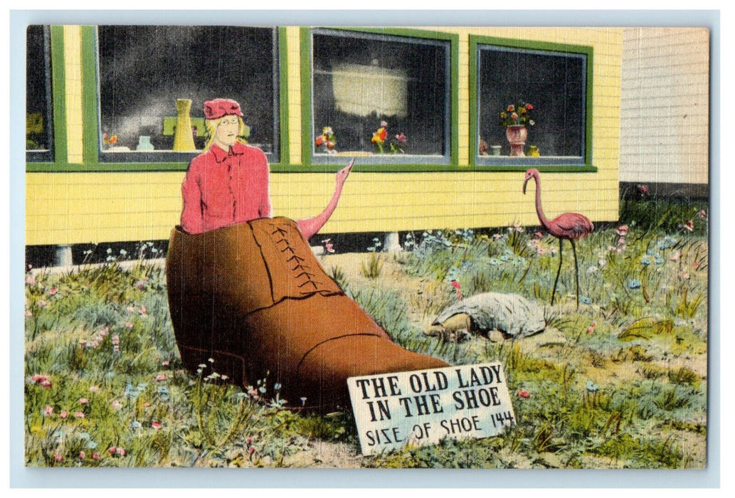 c1950s Exaggerated Shoe, Perry's Tropical Nut House, East Belfast ME Postcard