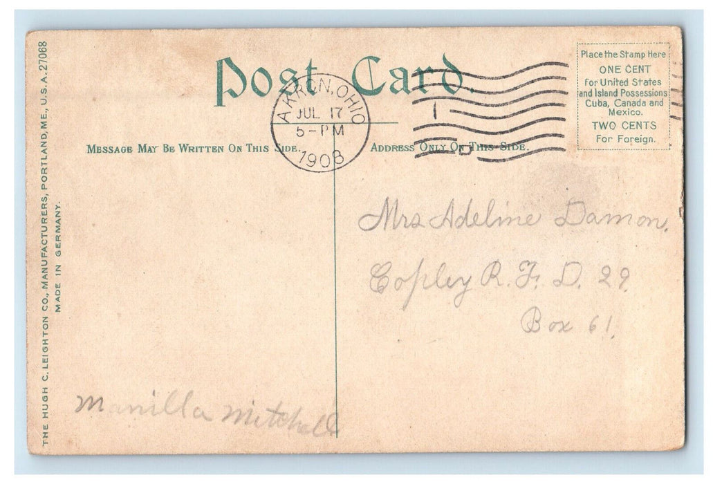 1908 Johnny Appleseed's Monument, Mansfield Ohio OH Posted Postcard