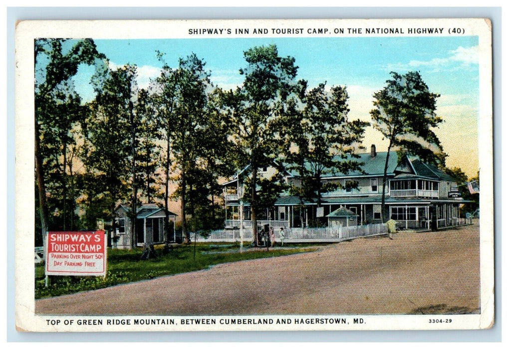 c1930's Shipway's Inn And Tourist Camp Hagerstown Maryland MD Vintage Postcard