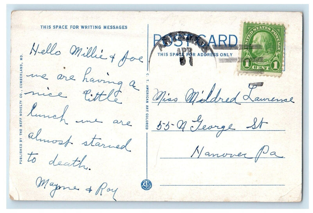 c1930's Shipway's Inn And Tourist Camp Hagerstown Maryland MD Vintage Postcard