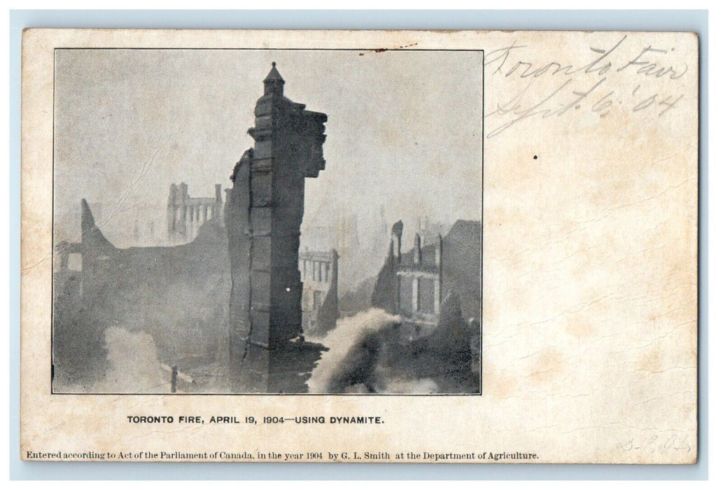 1904 View Of Toronto Fire Using Dynamite Canada Unposted Antique Postcard
