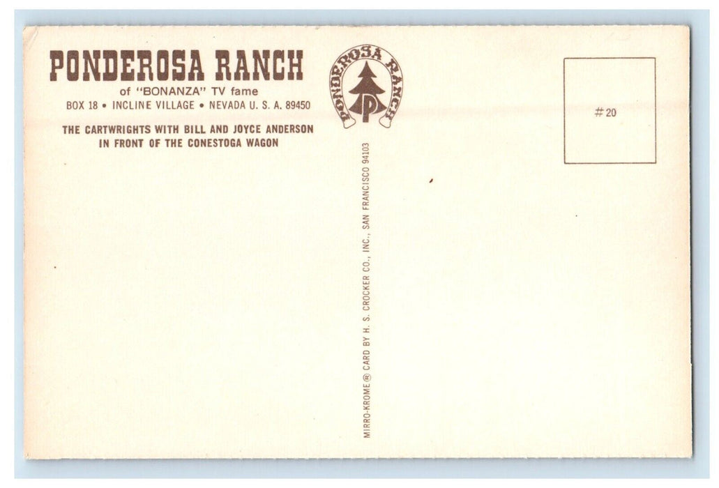 Bonanza TV Show Ponderosa Ranch Actors Incline Village Tahoe Nevada NV Postcard