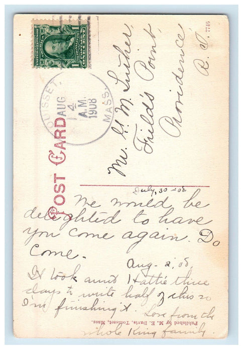 1908 Clover Leaf Cottage, Touisset Neck Massachusetts MA Antique Postcard