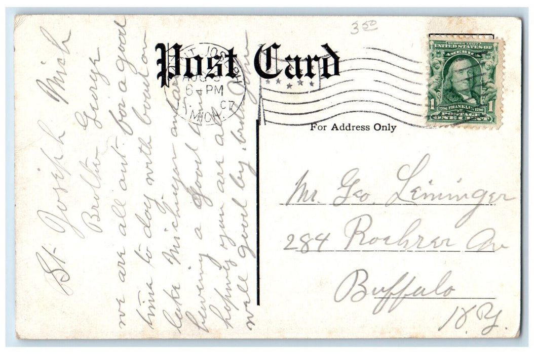 1907 Firemen's Monument at Entrance of Harbor St. Joseph Michigan MI Postcard