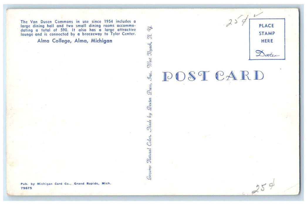 c1960's Van Dusen Commons Alma College Alma Michigan MI Vintage Postcard