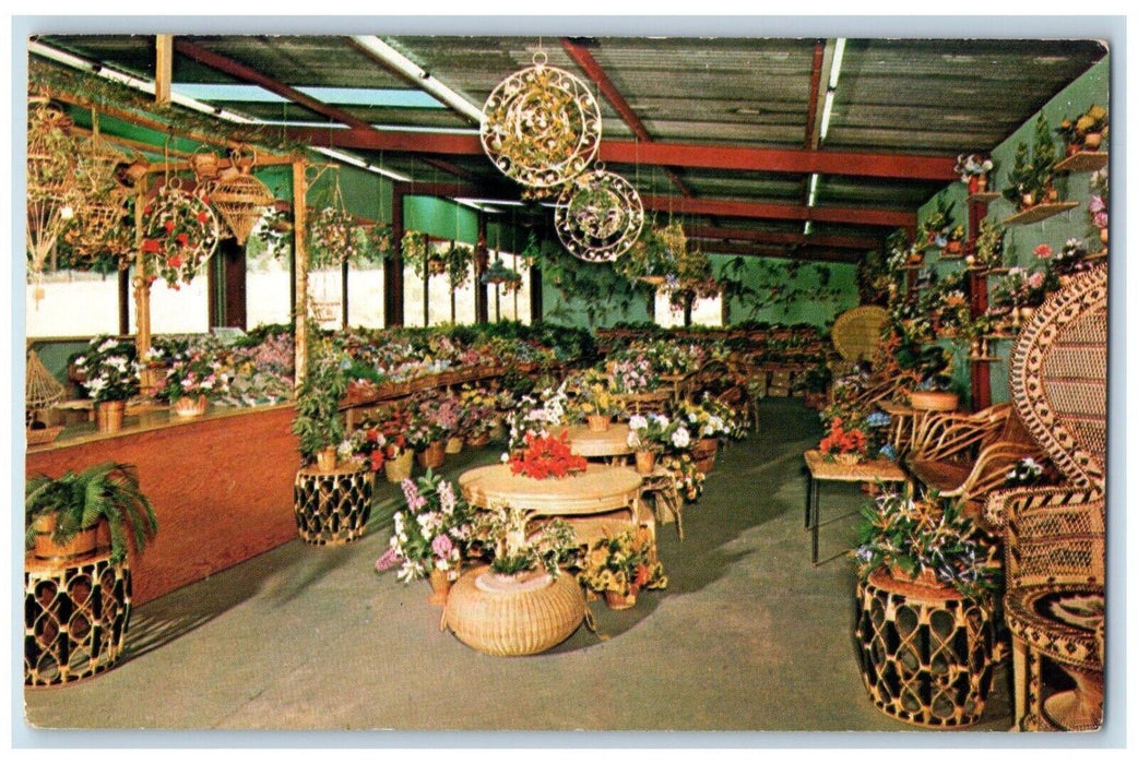 Basketville Flower Room Woodenware Buckets Rattan Furniture Putney VT Postcard