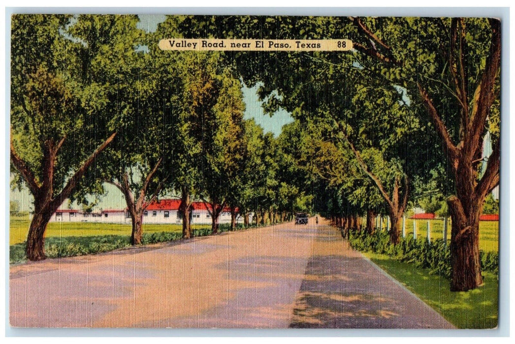 c1930's View Of Valley Road Near El Paso Texas TX Unposted Vintage Postcard