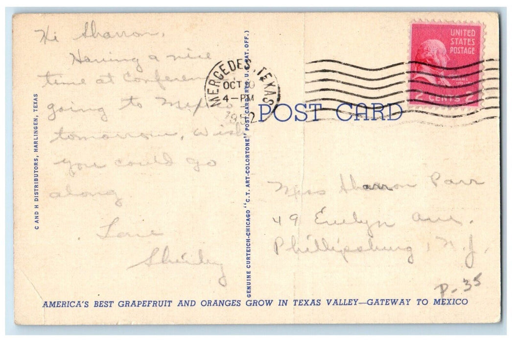 1952 Greetings From The Lower Rio Grande Valley Texas TX, Large Letters Postcard