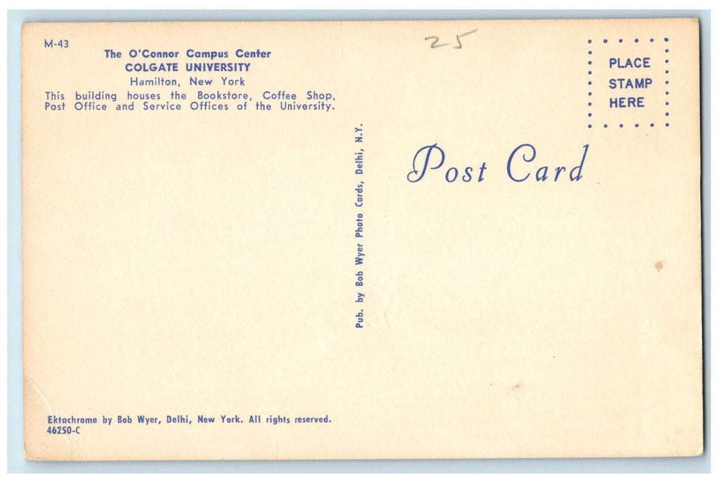 1960 O'Connor Campus Center Colgate University School Hamilton New York Postcard