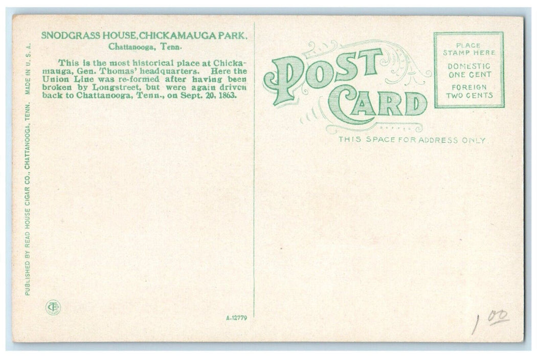 Snodgrass House Chickamauga Park Cannon Chattanooga Tennessee TN Postcard