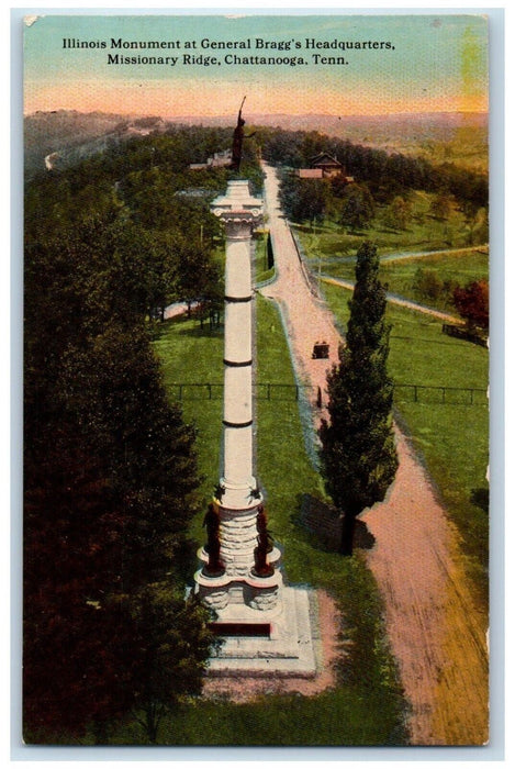 Illinois Monument General Bragg's Headquarters Chattanooga Tennessee TN Postcard