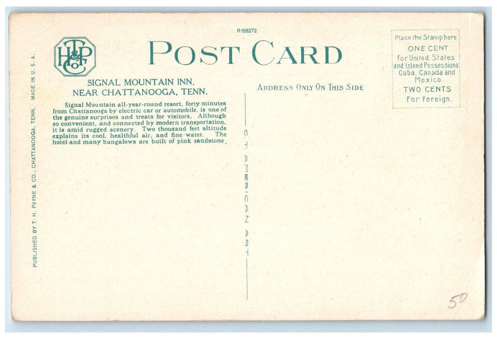 c1930's Signal Mountain Inn Hotel Near Chattanooga Tennessee TN Vintage Postcard