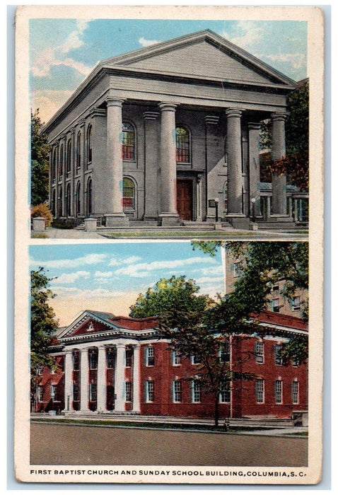 1917 First Baptist Church And Sunday School Building Columbia SC Posted Postcard