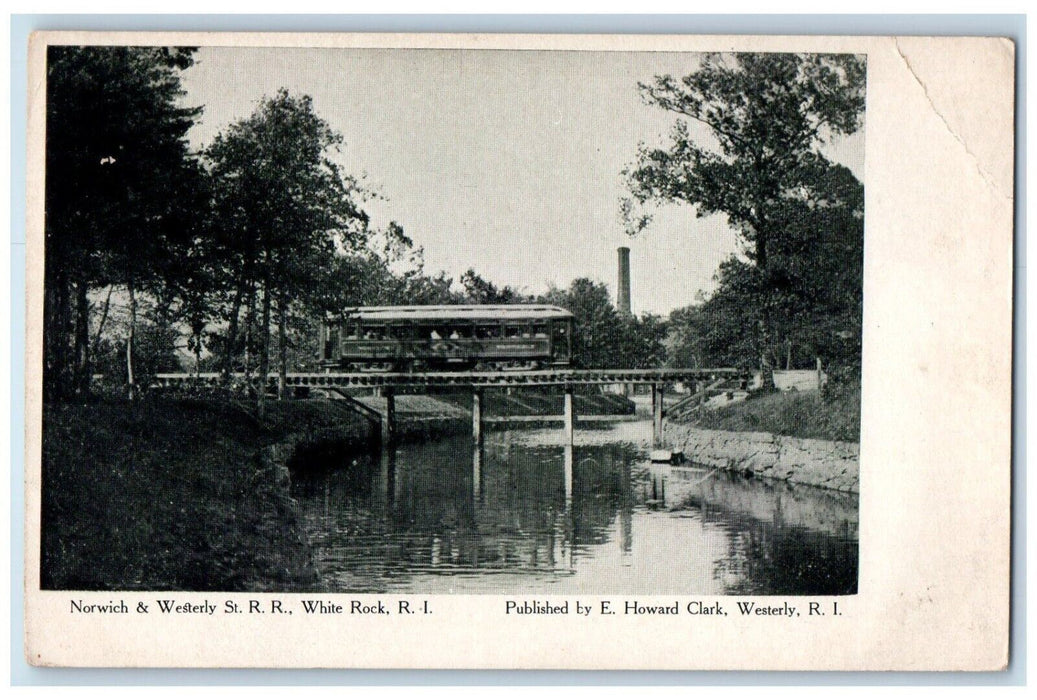 c1905 Norwich & Westerly St. R. R. Trolley White Rock Rhode Island RI Postcard