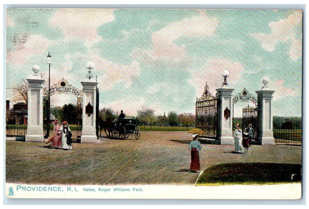 c1910's Gate Roger William Park Providence Rhode Island RI Tuck's Postcard