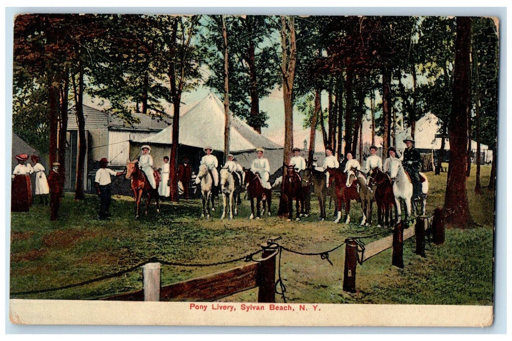1909 Pony Livery Sylvan Beach New York NY, Womens Riding Posted Antique Postcard