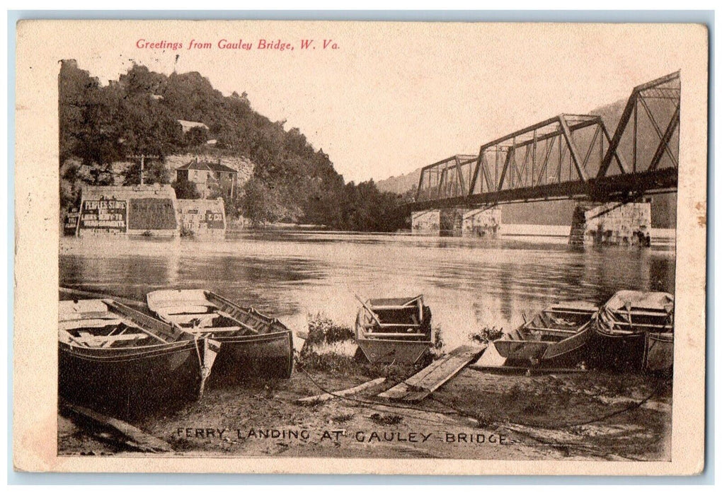 c1910s Greetings Ferry Landing at Gauley Bridge West Virginia WV Postcard