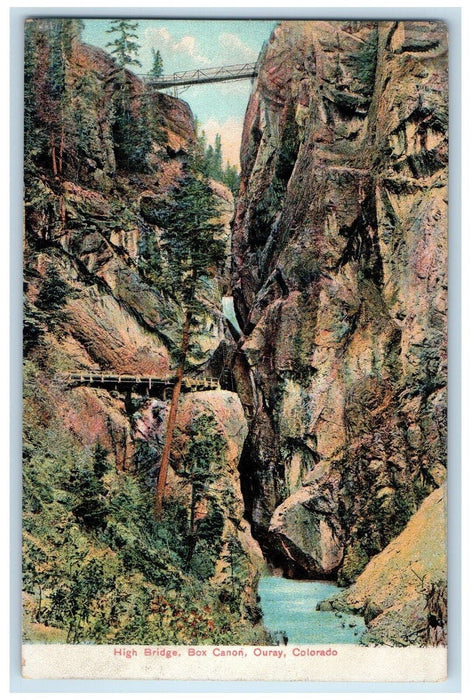 c1910 High Bridge Box Canon Ouray Colorado CO Posted Antique Postcard