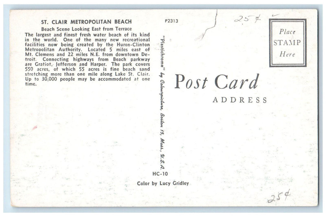 c1960's Scene at St Clair. Metropolitan Beach Harrison Township MI Postcard